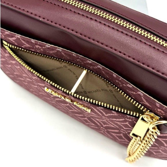 Michael Kors Large EW Crossbody Bag & Travel TZ Card Case Wallet Ox Blood Multi